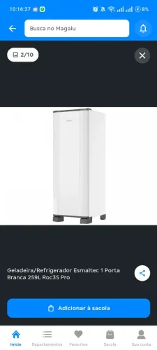 Geladeira/Refrigerador Esmaltec 1 Porta Branca 259L Roc35 Pro