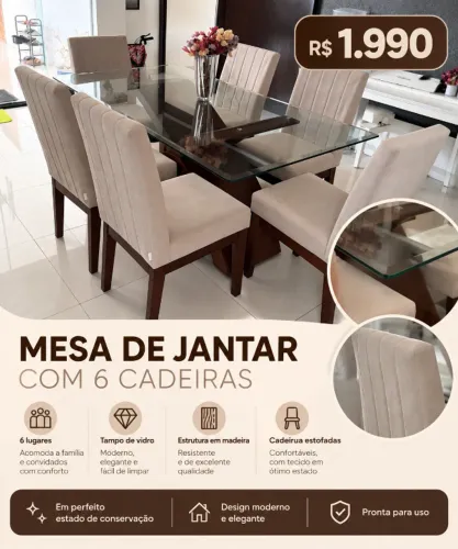 Mesa de jantar 6 lugares