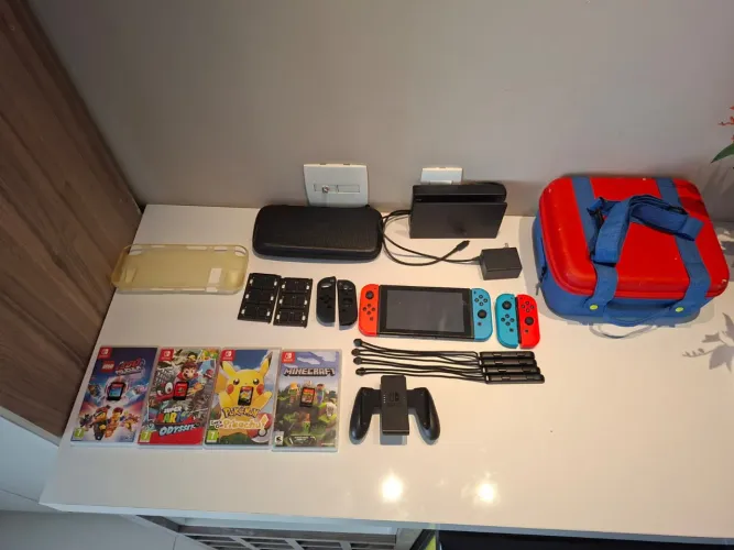 Nintendo Switch V1 Completo + 4 Jogos + Acessorios