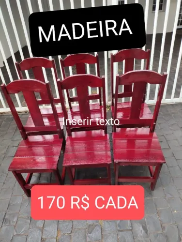 CADEIRAS MADEIRA, REFORÇADAS, NOVA