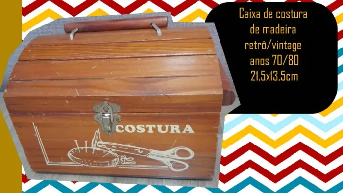 caixa de costura madeira retrô vintage anos 70/80