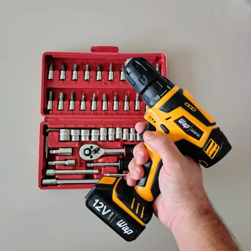 Kit ferramentas 46 peças + parafusadeira e furadeira Wap 