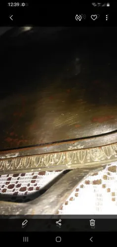 BANDEJA INOX ANTIGA AMARELADA COM OS ANOS LINDA