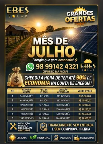Energia solar na EBES SOLAR.