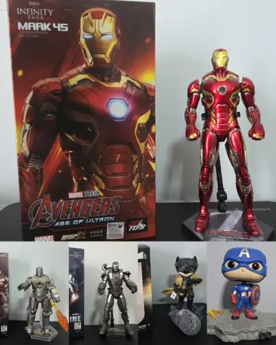 Lote Colecionáveis Marvel + DC - 5 Itens Originais (Iron Man, Batman, Cap. América)