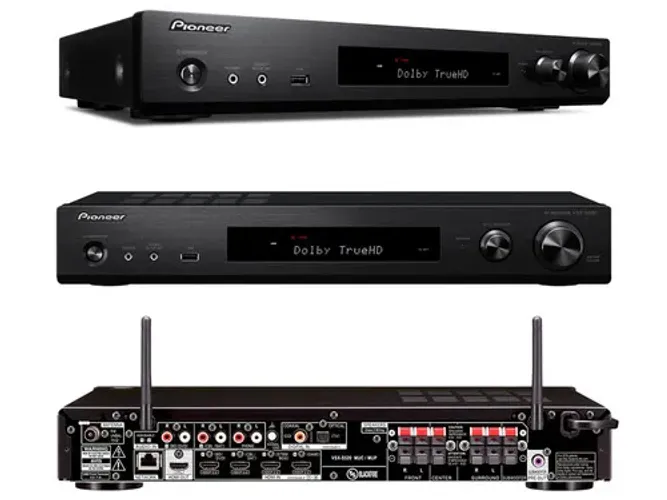 Receiver pioneer vsx s520 atmos + 5 caixas acústicas pioneer