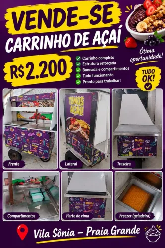 Carrinho de açaí pronto pra trabalhar