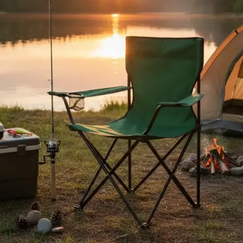Cadeira Dobrável Verde Para Camping Mor