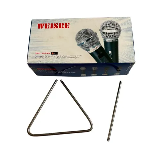 Microfone Weisre Pro Dynamic E Instrumento Triângulo percussão