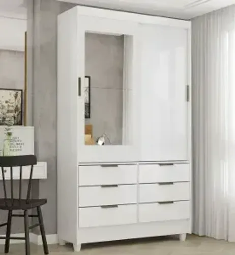 Guarda Roupa Sevilha com Espelho Branco