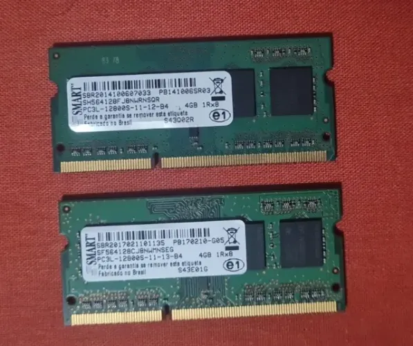 Kit 8GB DDR3L Notebook (2x4GB) Smart 1600MHz PC3L Testadas