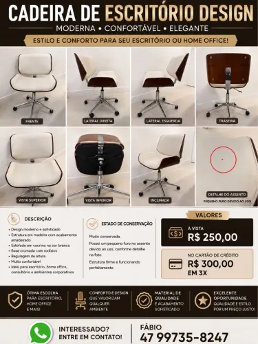 CADEIRA DE ESCRITÓRIO branca courino