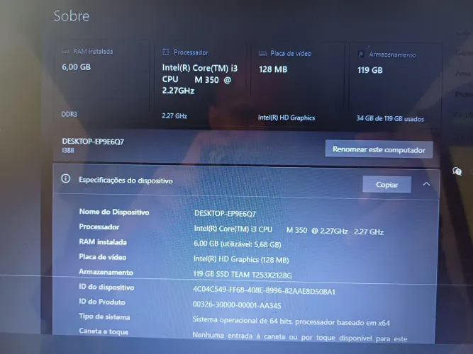 Notebook I3 6g CCE