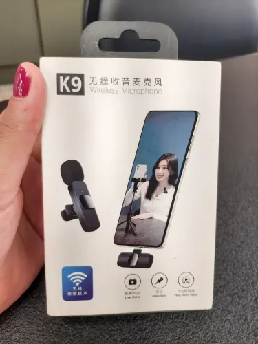 Microfone de lapela sem fio k9 duplo , com cancelamento de ruído NOVO 