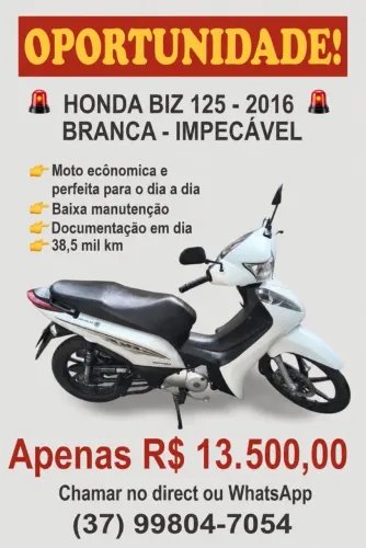 Honda Biz 2026 branca