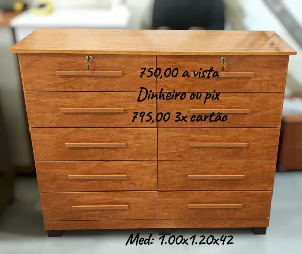 Comoda 10 gavetas com chaves nova