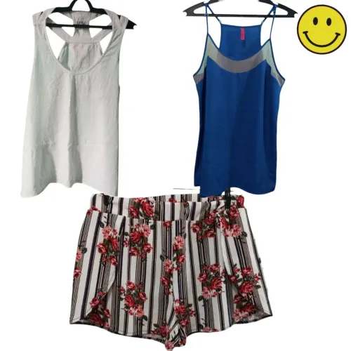 conjunto três peças femininas short e blusas brechó kit