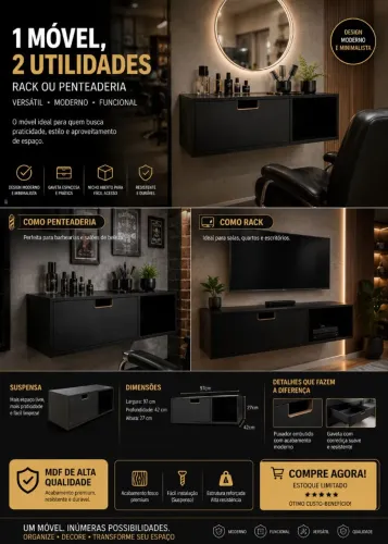 Móvel suspenso 2 em 1 / Pode ser usado como penteadeira ou Rack para sala 