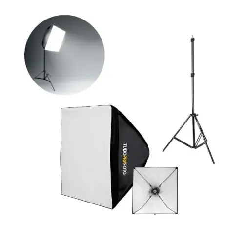 Softbox para Iluminação 60x60 E27 + tripé de 2 metros