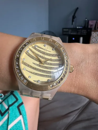 Relógio Feminino Euro Dourado com Cristais - Lindo e Elegante