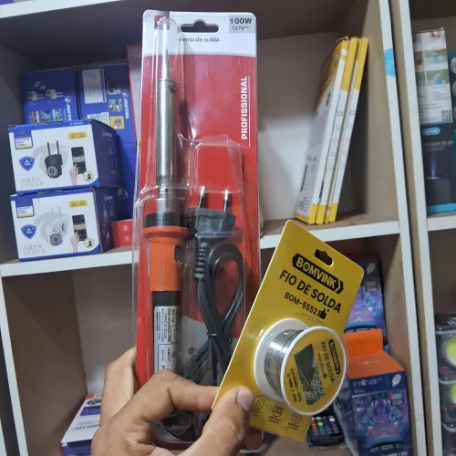 Kit ferro de solda 100w + 3 metros solda estanho