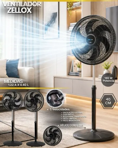 Ventilador de Coluna Zellox 40cm
