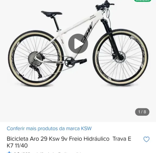 Bicicleta aro 29 ksw 9v freio hidráulico, trava e K7 11/40