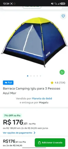 Barraca de 3 pessoas mor