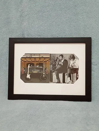 Quadro com encarte cd c/ autógrafo original de B.B.King.