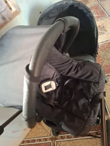 Carrinho de Bebê Galzerano + Bebê Conforto - Preto e Cobre