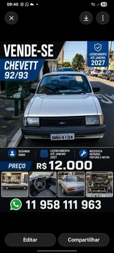 Chevrolet Chevette L / SL / Sl/e / DL / SE 1.6 1993