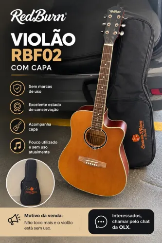 Violão Red Burn RBF02 com Capa - muito novo