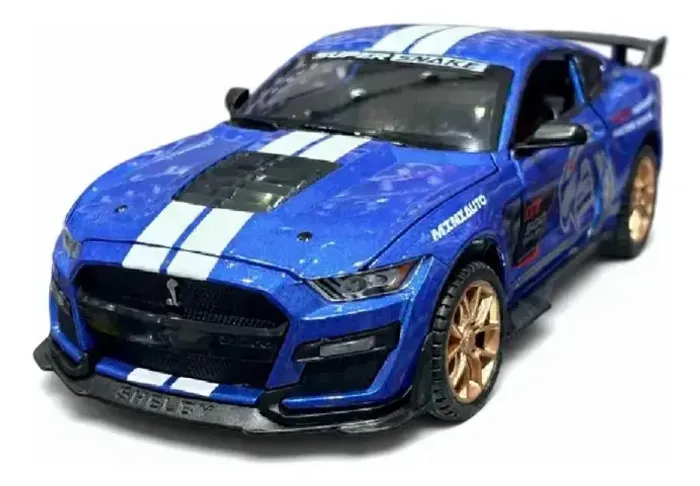 Mustang Shelby GT-500 azul 1:24 som e luz