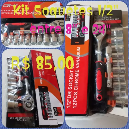 Kit soquetes catracas grande (entre 8" e 24 mm)