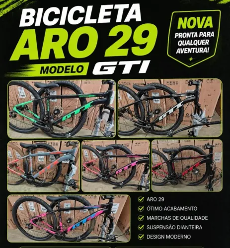 Bike GTI aro 29 freio a disco novas passo cartão até 10x sem juros 
