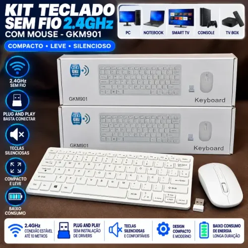 Kit teclado e mouse sem fio