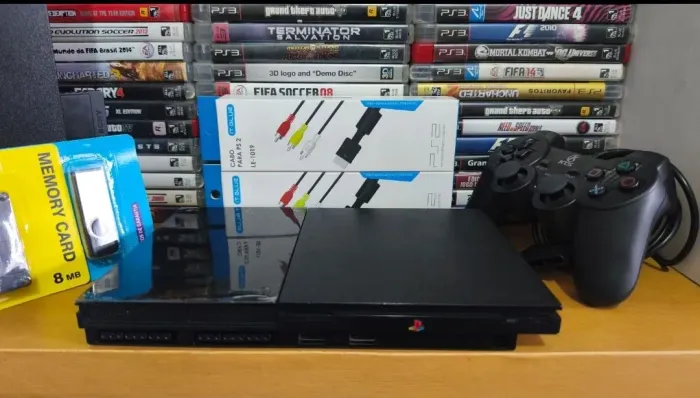 PS2 Slim com todos os acessórios e jogos