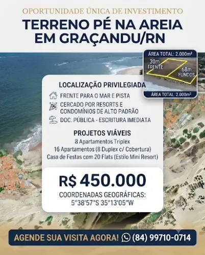 Oportunidade Única: Terreno Pé na Areia em Graçandu - Potencial de Ouro para Investidores!