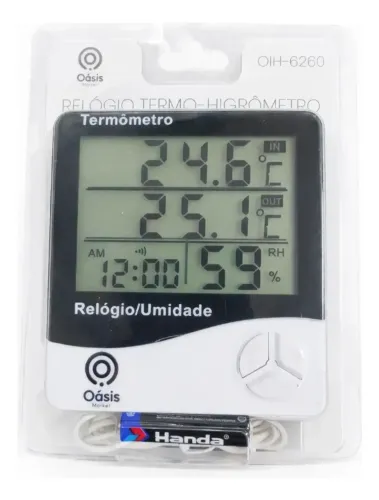 Higrômetro Termo-Higrometro Temperatura Relogio Branco Novo Loja Coimbra Computadores