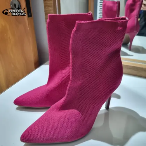Bota Sock Boot Rosa Pink - Cano Curto e Salto Fino (Tam 37)