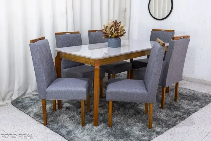 Mesa Alegra 6 cadeiras 100% madeira maciça