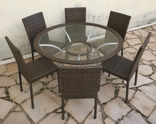 Jogo de mesa 6 cadeiras fibra sintética 