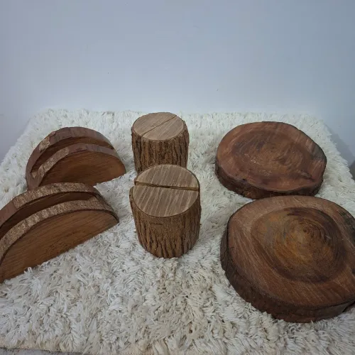 Conjunto de 3 ou 6 Peças de Cozinha Madeira Maciça com Verniz Guardanapo Apoio Prato