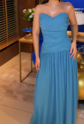 ALUGUEL - VESTIDO FORMATURA CASAMENTO MADRINHA AZUL TOMARA-QUE-CAIA