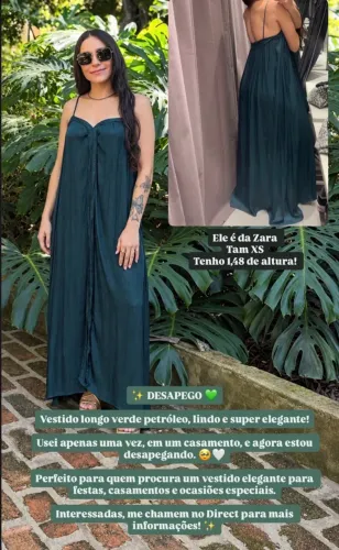 Vestido verde petróleo Zara- tamanho XS
