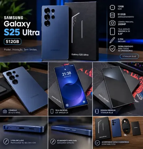 Samsung Galaxy S25 Ultra 512GB Titanium Blue Impecável + Nota Fiscal