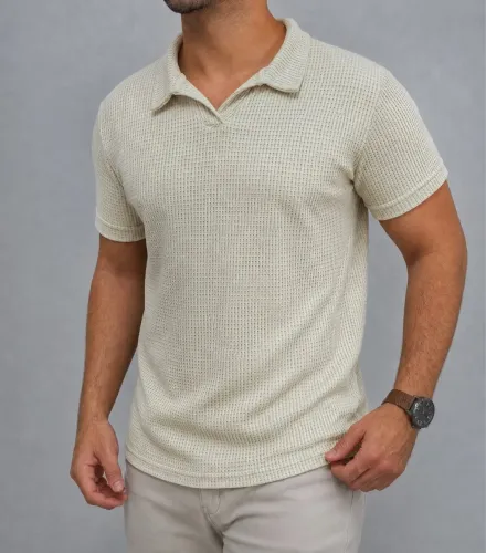 Camisa polo gola italiana tricô masculina 