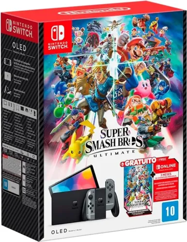 Nintendo Switch OLED - Edição Super Smash Bros Ultimate (jogos + 3 meses de assinatura)