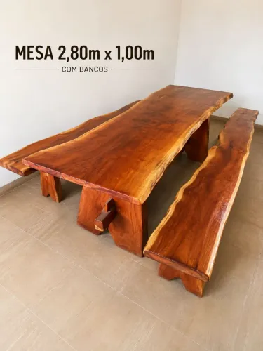 MESA RUSTICA C/ 2 BANCOS _ 2.80 X 1,00m