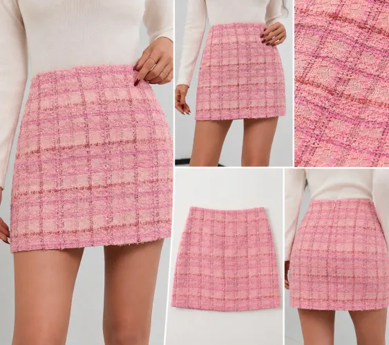 Saia Tweed Rosa - Importada | Tam. M